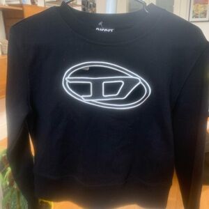 Diesel Black and White Logo cut out cropped sweatshirt